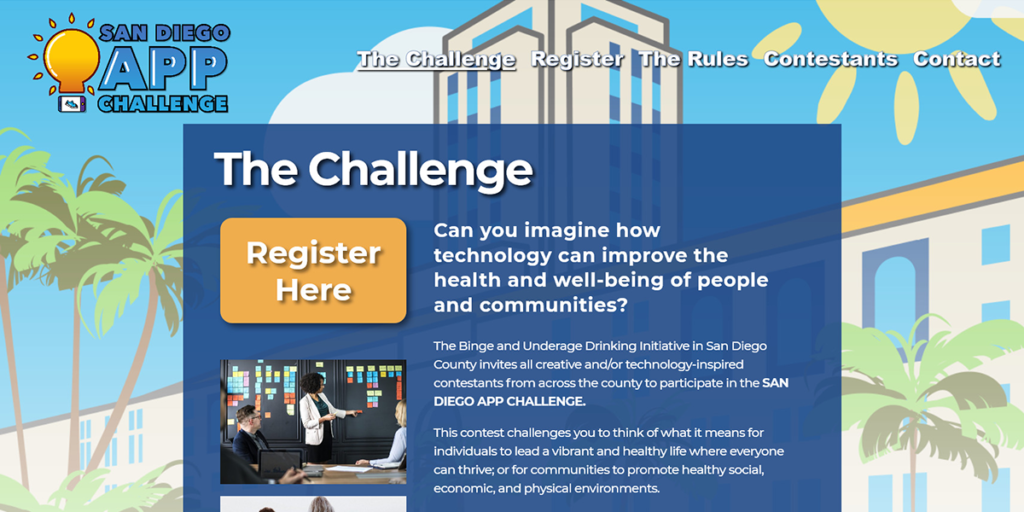 screenshot SD App Challenge website